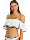 Minerva Off Shoulder Bikini Top with Ruffles 90-9400B White 90-9400B-105