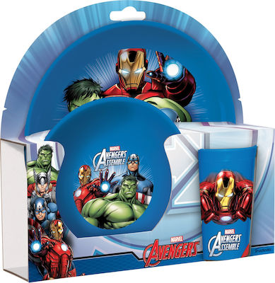 Trudeau Feeding Set Avengers made of Plastic Blue 3pcs