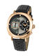 Jacques Lemans Lugano Ψηφιακό Ανδρικό Ρολόι 44mm Χρονογράφος Μπαταρίας με Μαύρο Δερμάτινο Λουράκι
