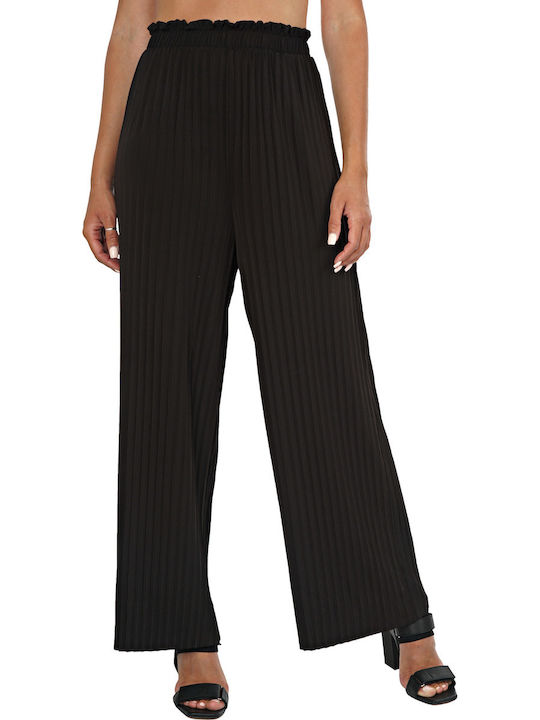 Only Women's High-waisted Fabric Trousers with Elastic Black