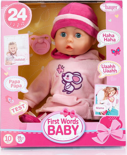 Bayer Design Baby Doll First Words Baby Doll For 3+ Years 38 cm