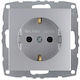Mono Electric Μονή Χωνευτή Πρίζα Ρεύματος Ασημί