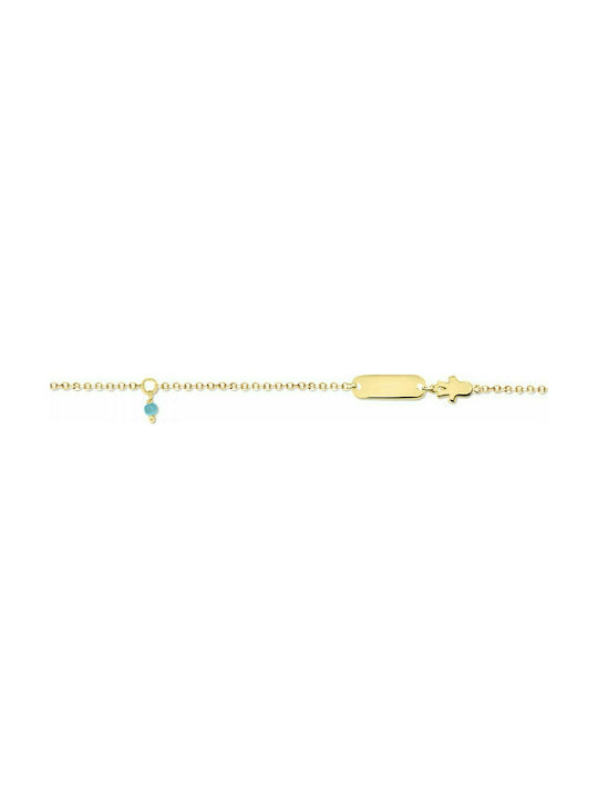 Children's identity bracelet K9 gold with boy and turquoise pb0380