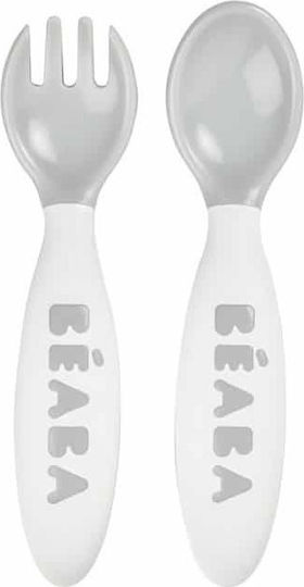 Beaba Set pentru bebeluși cu Furculiță Mist din Plastic Grey 2buc