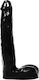All Black Luis Glass Dildo with Scrotum Black 21cm