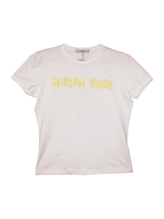 FOR/20 WHITE INDIAN ROSE - T-SHIRT WHITE Indian Rose pentru femei WHITE Indian Rose