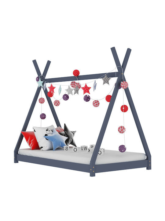 Детско Легло Montessori Единично Сив за Матрак 80x160см