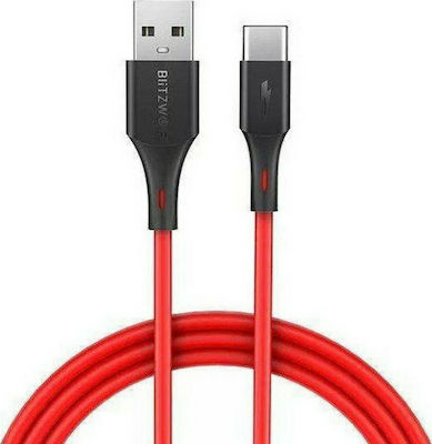 BlitzWolf BW-TC15 USB 2.0 Cable USB-C male - USB-A male Red 1.8m