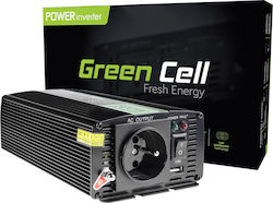 Green Cell Inverter Αυτοκινήτου Τροποποιημένου Ημιτόνου 500W για Μετατροπή 24V DC σε 230V AC με 1xUSB