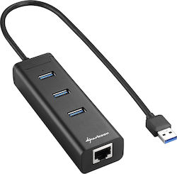 Sharkoon USB 3.0 Hub 3 Θυρών με σύνδεση USB-A / Ethernet