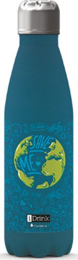 I-Total iDrink Graphics Μπουκάλι Θερμός Ανοξείδωτο BPA Free 500ml Μπλε