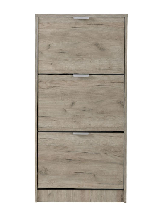 Ξύλινη Παπουτσοθήκη Hugo 23 με 3 Ράφια Grey Oak Μ67xΠ28xΥ119cm