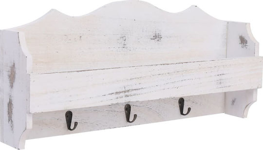 vidaXL Antike Hölzernes 3 Haken Wandhalterung 50x10x23cm