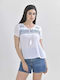 Ble Resort Collection Women's Summer Blouse Cotton Short Sleeve White