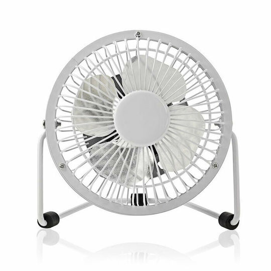 Nedis USB Office/Home Rotating Fan White Metal Mini Fan FNDK1WT10