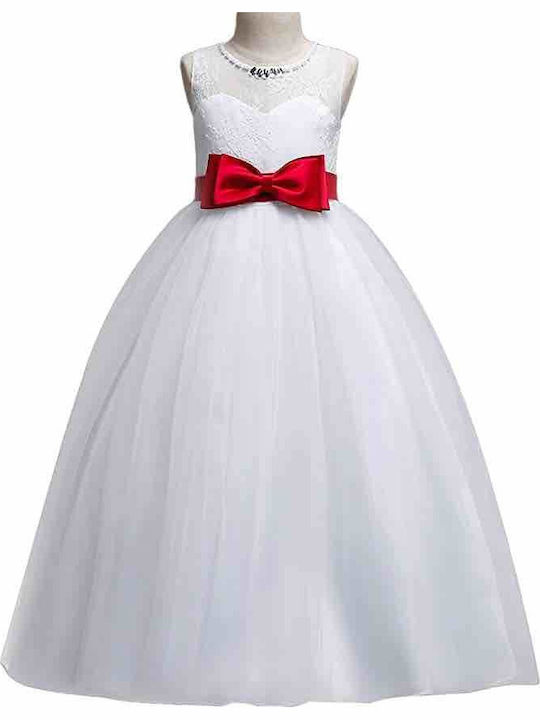 Kinderkleid Ärmellos Tüll Weiß