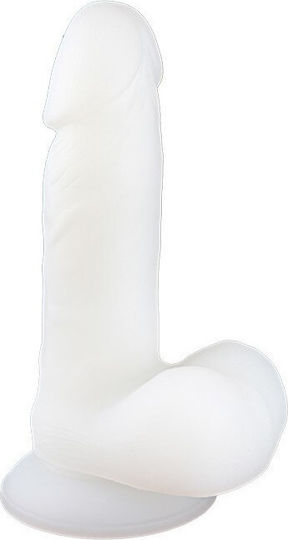 Dream Toys Lightsaber Glow-in-the-Dark Dildo Realistic Dildo with Balls and Suction Cup White 20cm