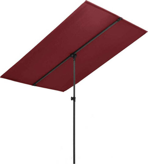 Professionell Garten & Terrassen Sonnenschirm Bodenständer Quadratisch Aluminium Burgundisch mit Ständer 1.8x1.3m 47332