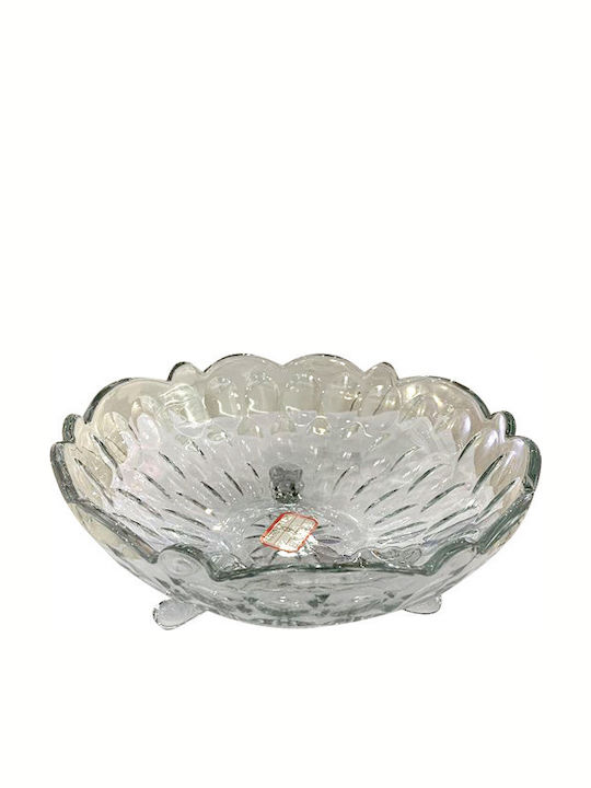 Round Glass Decorative Platters Set Transparent 24x24x10.5cm 2pcs