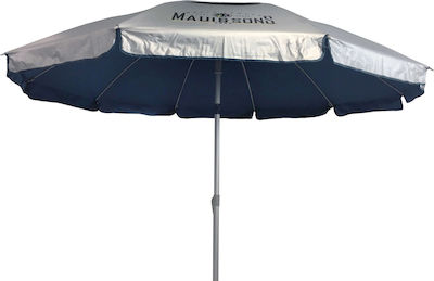 Maui & Sons 1560 Foldable Beach Umbrella Aluminum Diameter 2.2m with UV Protection and Air Vent Blue