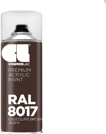 Cosmos Lac Σπρέι Βαφής Premium Acrylic με Μεταλλικό Εφέ Chocolate Brown RAL 8017 400ml