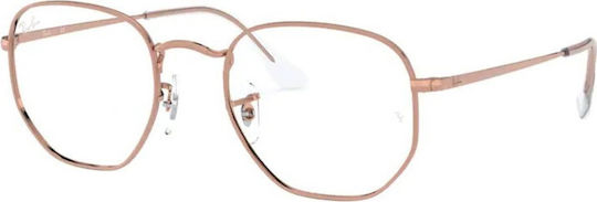 Ray Ban Hexagonal Optics Metal Eyeglass Frame Rose Gold RB6448 3094