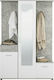 Martin Entry Furniture with Mirror / Hanger / Shoe Rack & Wardrobe Concrete / White 133.5x33x197.5cm