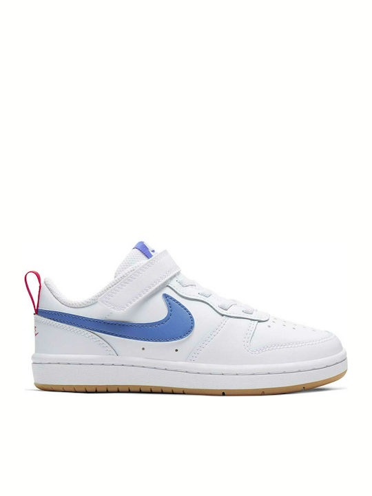 Court Court Borough Low 2 Psv Kids Sports Shoes Basketball with Hoop & Loop Closure White / Pacific Blue
