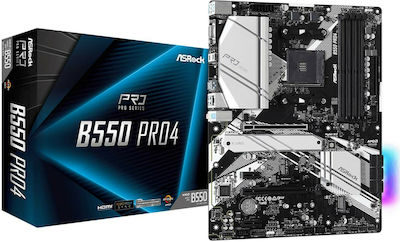 ASRock B550 Pro4 Motherboard ATX with AMD AM4 Socket