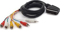 Καλώδιο Scart-Stecker - Bauteil männlich / Komposit-Männchen 1.3m Schwarz