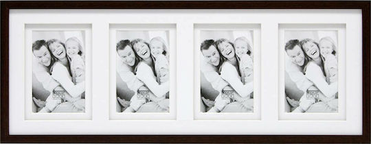 Deknudt Multi Wall-Mounted Wooden Picture Frame 4 Photos With Brown Frame 4 Pieces