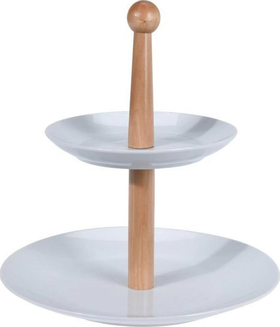 Excellent Houseware Εταζέρα 2 Ορόφων από Πορσελάνη Λευκή Ø24cm
