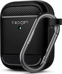 Spigen Rugged Armor Калъф Силикон с кука в Черно цвят за Apple AirPods 1 / AirPods 2