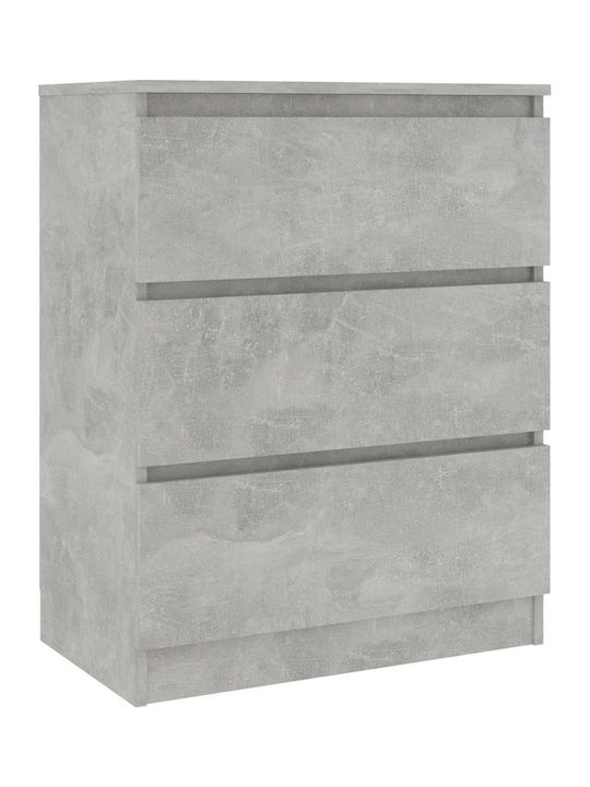 Comoda pentru Dormitor Lemnoasă cu 3 sertare Gri de beton 60x33.5x76buc