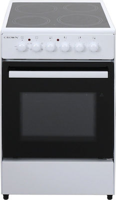 Crown W Cooker 47lt with Ceramic Hobs P50cm. White