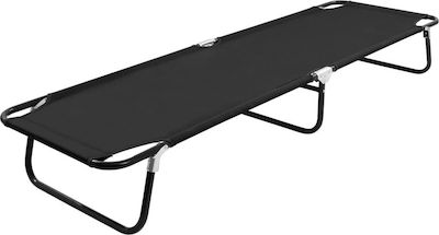 vidaXL Foldable Steel Beach Sunbed Black 190x58x28cm