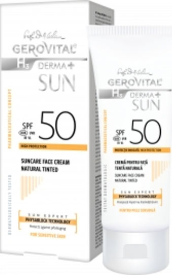 Gerovital H3 Derma+ Sun Αντηλιακή Κρέμα Προσώπου SPF50 με Χρώμα Natural 50ml