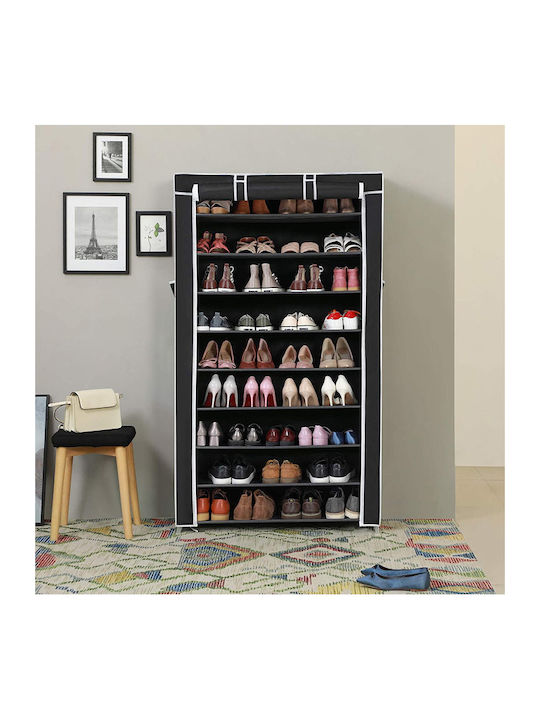 Fabric Shoe Organizer with 9 Shelves Black 88x28x160cm