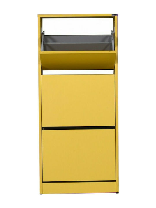 Compact Wooden Shoe Organizer with 3 Shelves Yellow 51x26x119cm