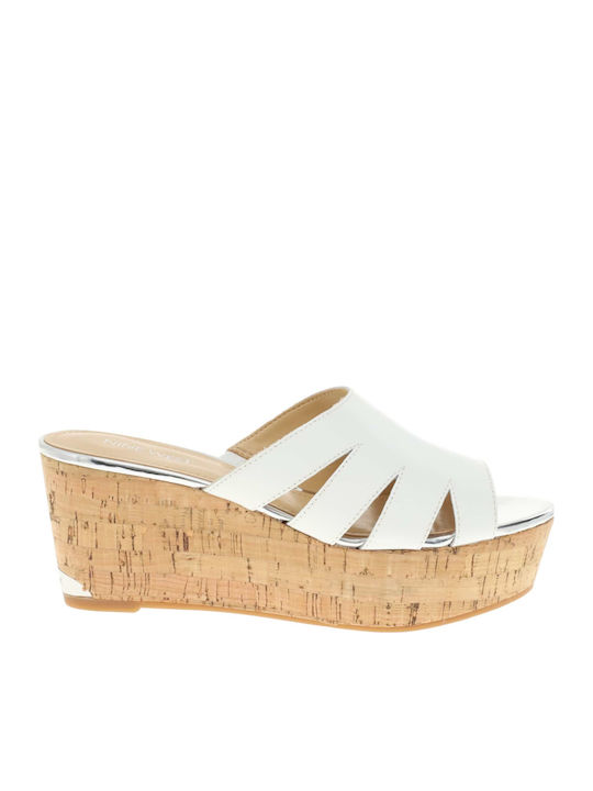 Nine West Victoria Women's Leather Platform Wedge Sandals White