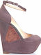 Jessica Simpson Maggey Women's Suede Ankle Strap Platforms Gray