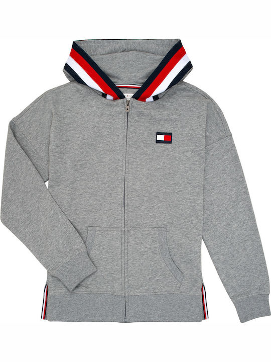 Kids Sweatshirt Cardigan with Hood Gray Global Stripe