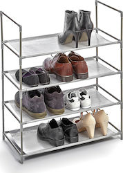 Metallic Shoe Organizer with 4 Shelves Gray 58.5x28.5x70cm