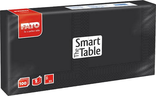 Fato The Smart Table Χαρτοπετσέτα 2Φ Μαύρη 25x25εκ. 100τμχ