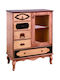 Bedroom Chest of Drawers Made of Solid Wood TGR-E-01 with 5 Pink Drawers 79x45x105cm