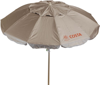 Summer Club Costa Formă în U Umbrelă de Plajă Aluminiu cu Diametru de 2m cu Protecție UV și Ventilație Aluminiu argintiu