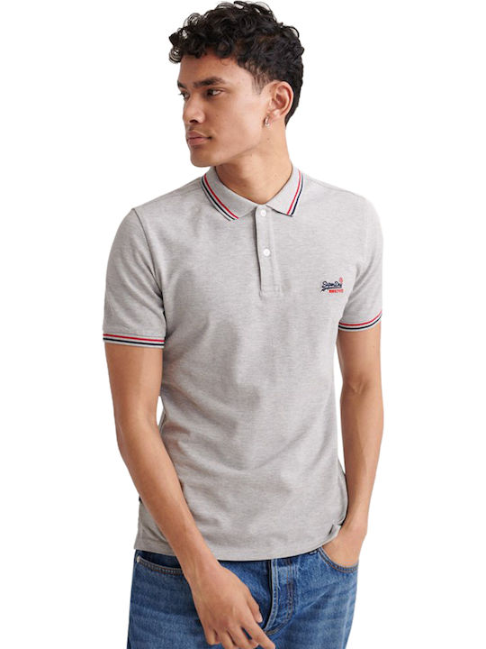 Superdry Classic Micro Lite Tipped Herren Kurzarmshirt Polo Gray