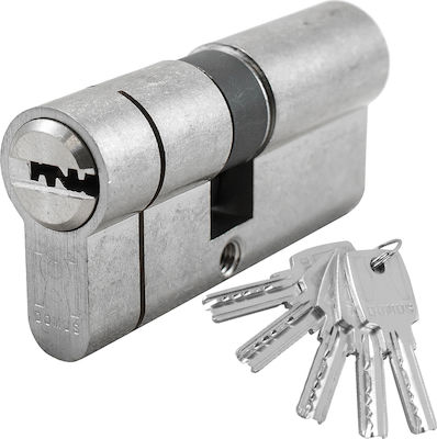 Domus Lock Cylinder Security ECON 90mm (30-60) with 5 Keys Silver