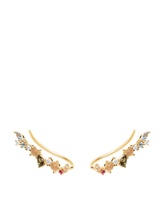 P D Paola Euphoria Earrings Ear Climbers made of Silver Gold Plated with Stones P D Paola Euphoria Earrings Ear Climbers made of Silver Gold Plated with Stones