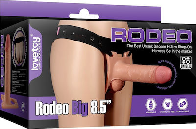 Lovetoy Rodeo Big Gurtzeug mit Einzeln Dildo 21.6cm in Fleisch Farbe